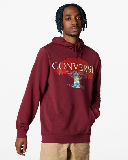 Men's Converse Tree of Life Pullover Hoodie Dark Red | AU 43C98B